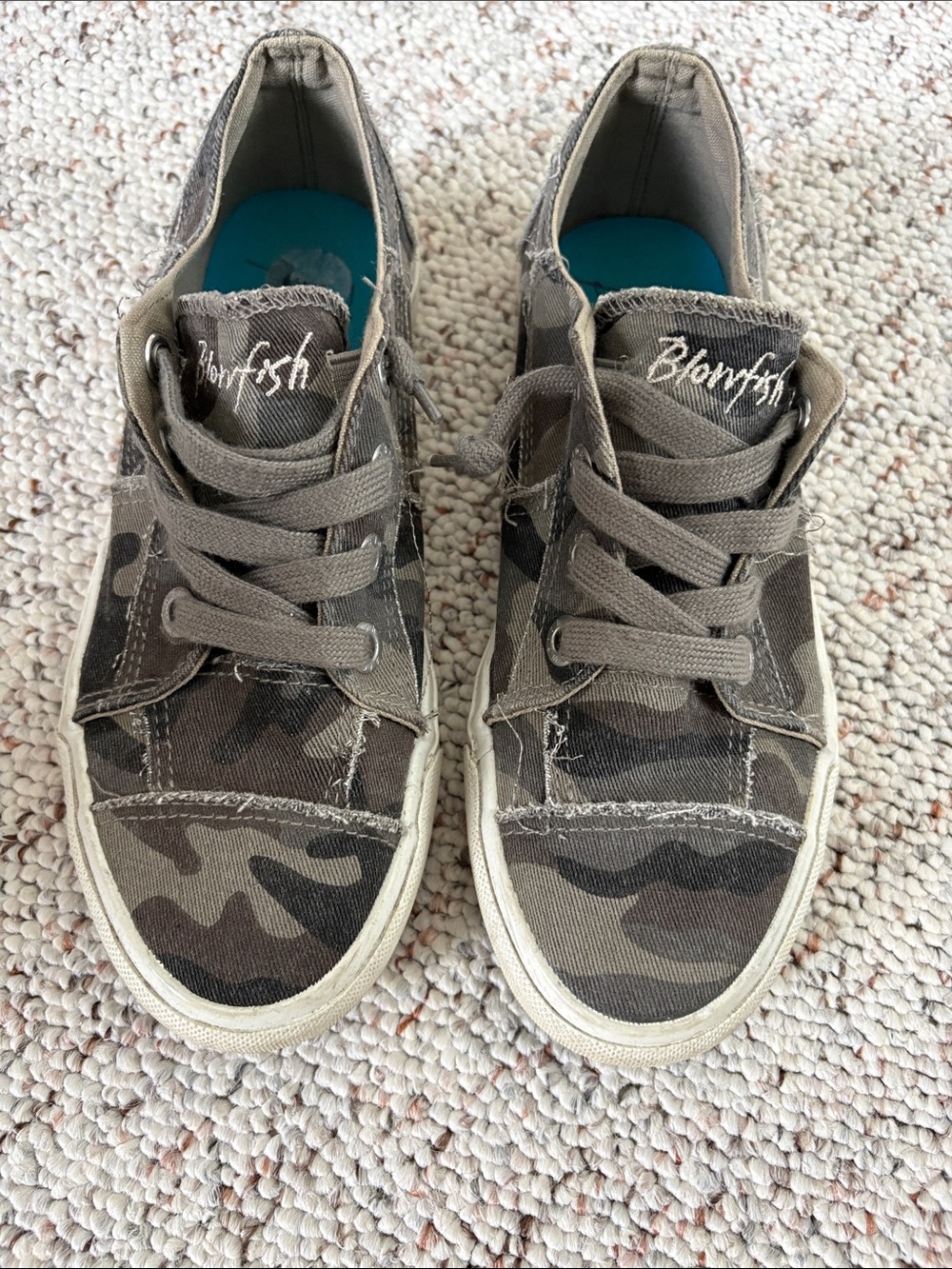 Blowfish Women’s Camo Canvas Sneakers in Olive and Brown